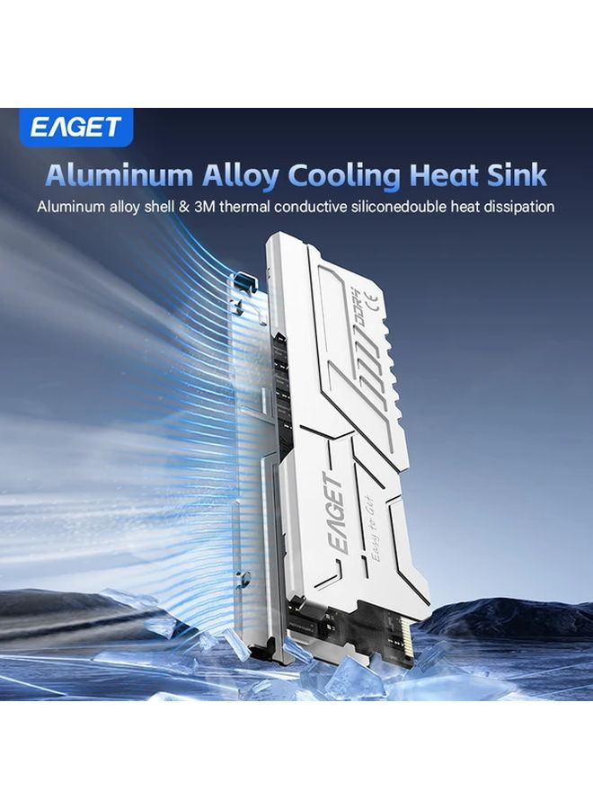 Eaget 16GB Silvery White DDR4 3200MHz Desktop Gaming RAM Memory With Heatsink - Image 3